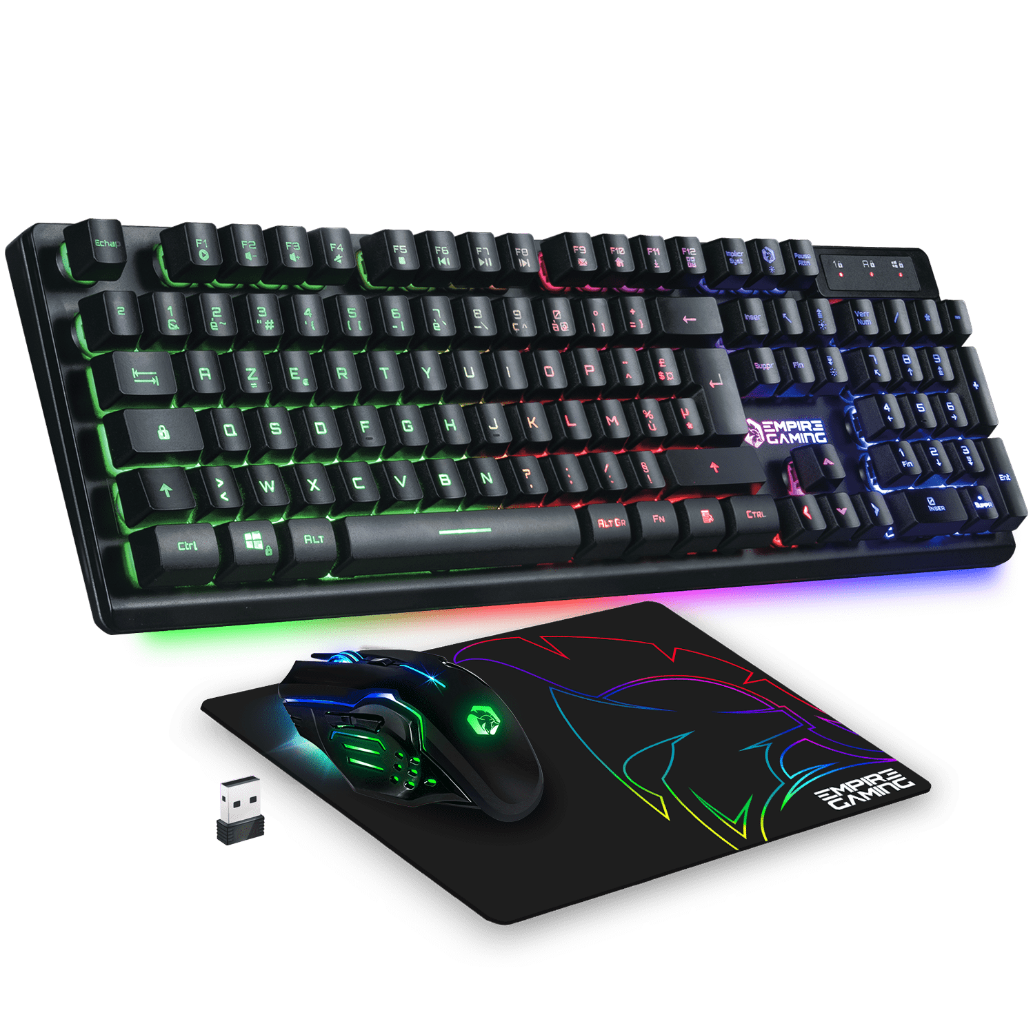 EMPIRE GAMING - Clavier Gaming RF-K308 Rechargeable sans Fil AZERTY (Layout  Français) - Wireless Keyboard 2.4 GHz RGB - PC PS4 PS5 Xbox One/Series 